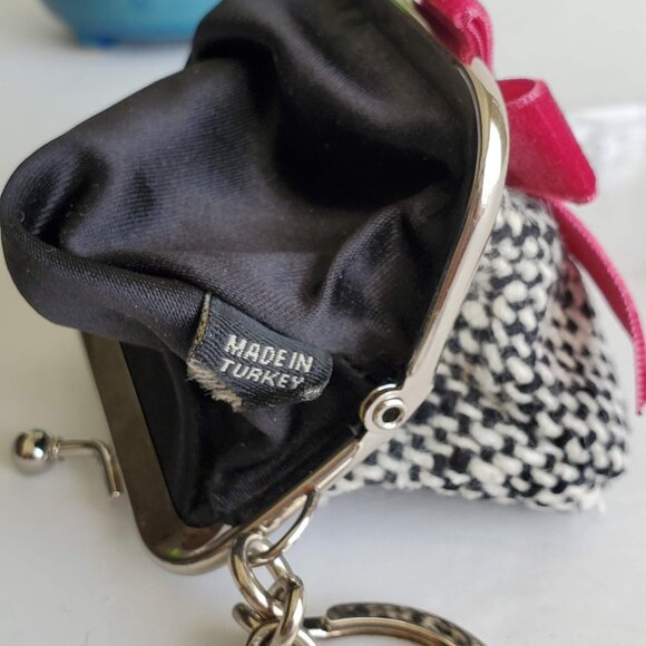 NWT Coach Soho Tweed Mini Kisslock Pouch/Key Fob - Black & White - Picture 8 of 12